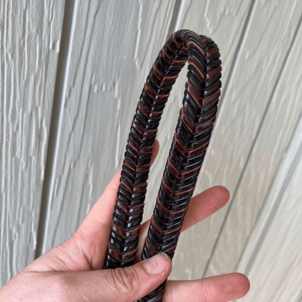 Brighton Brown Braided Leather Belt Silver Buckle & Accents L/34 - Picture 11 of 16